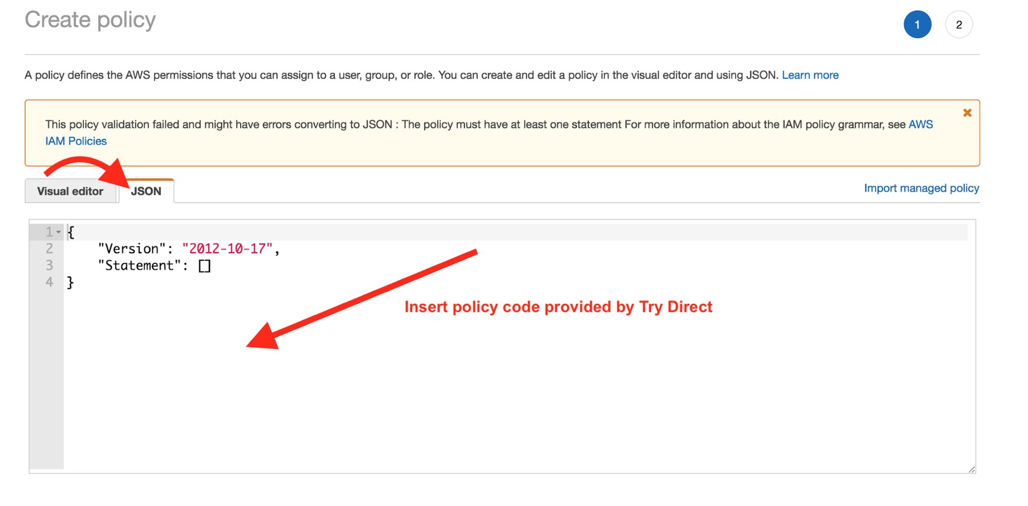 image: AWS - Create Policy (JSON)