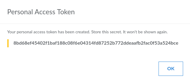 image: Copy personal token and save it to the safe place