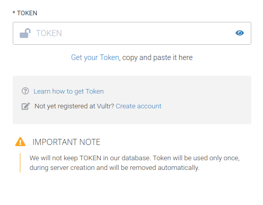 image: Enter your Vultr token here